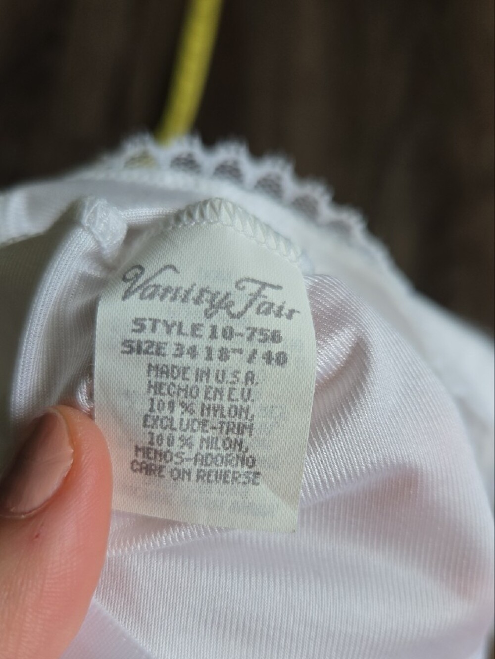 Vintage Vanity Fair White Lace-Trim Slip Size 34 Bust - Picture 5 of 5